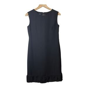 Talbots Collection Dress Sleeveless Black Sheath Ruched Hem LBD 4 Petite 4P